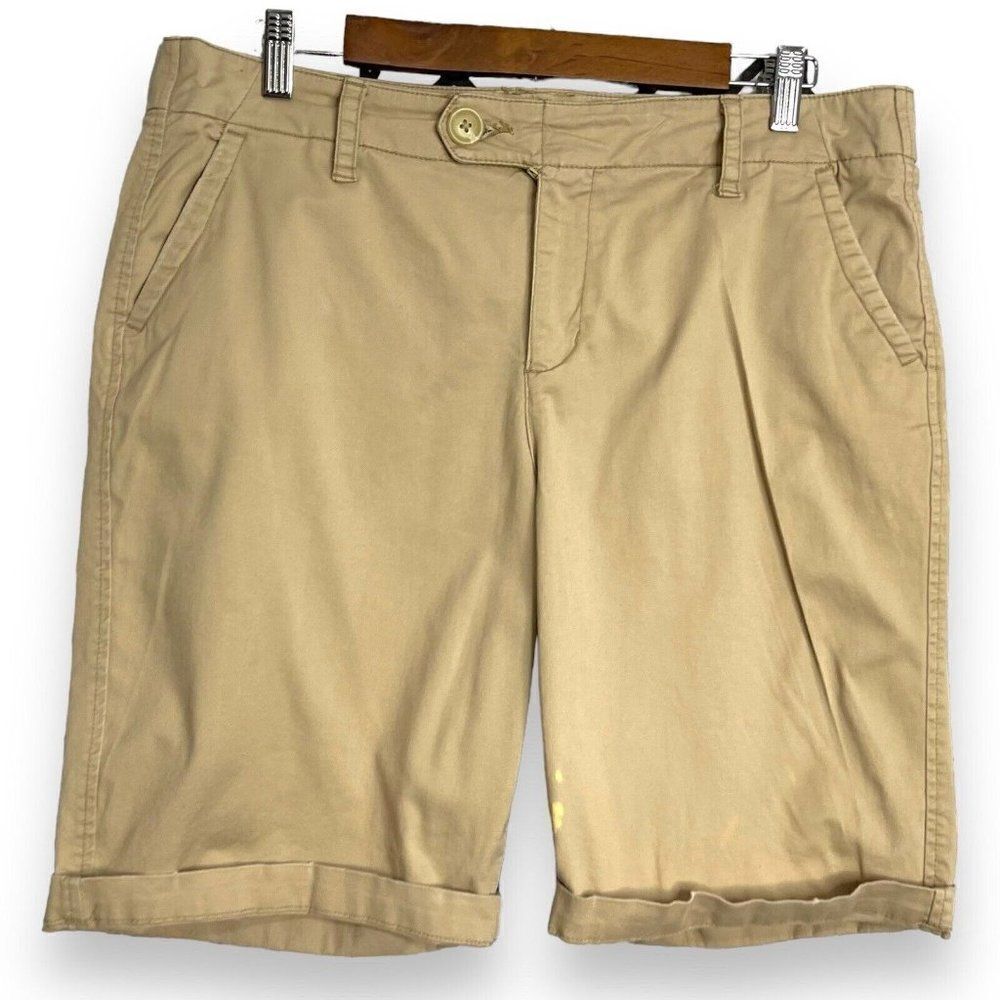 St. John's Bay Chino Shorts Womens 14 Khaki Brown Pockets Preppy Casual Academia
